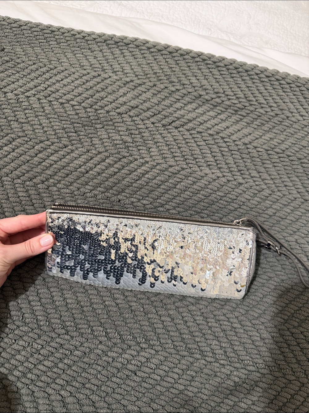Miu Miu Silver Ombre Sequin Wristlet